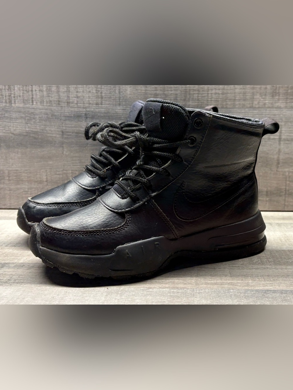 Nike Air Max Goaterra 2.0 GS Black Leather Ankle Boots Youth Size 4Y DC9515-001